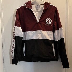 Women's Maroon, White, and Black Jacket